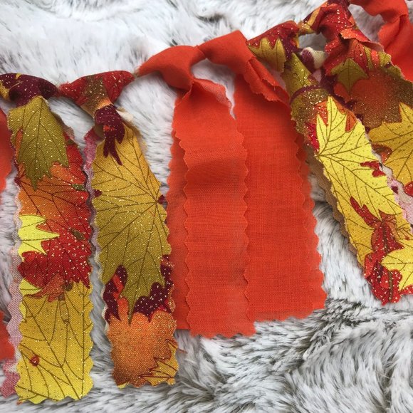 Handmade Autumn Fabric Garland Fall Rustic Country Farmhouse Home Decor - Picture 2 of 4